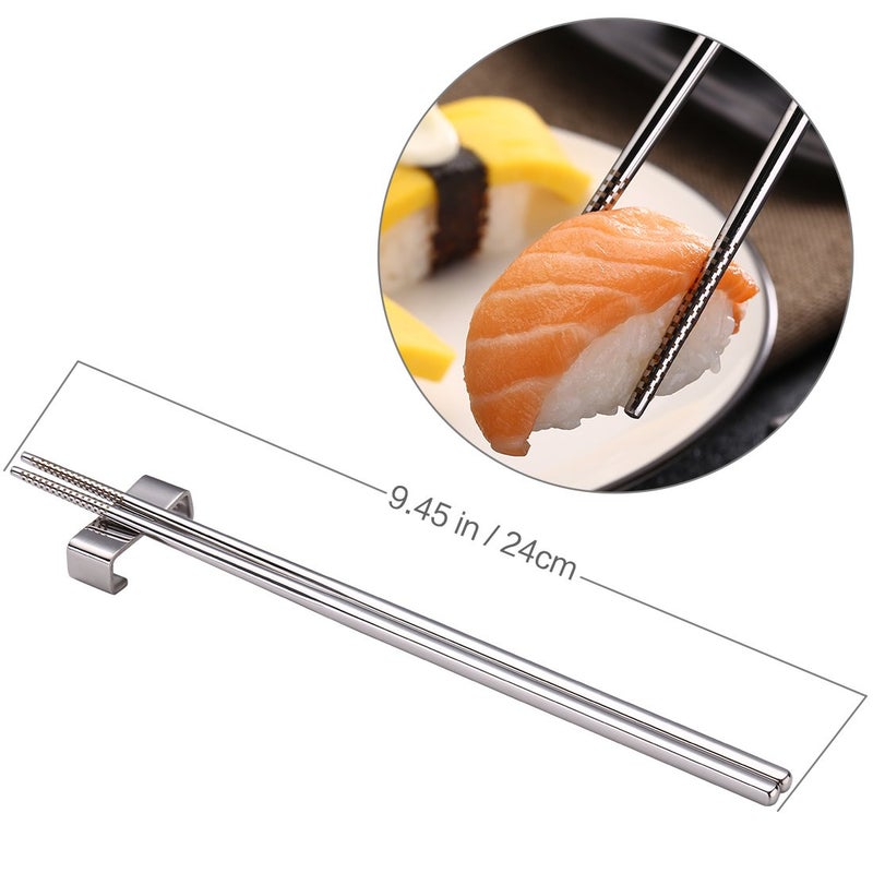 Devico Chopsticks, Metal Chopsticks, 18/10 Stainless Steel Chopstick Set, Reusable, Dishwasher Safe (5 pairs) - Image 3